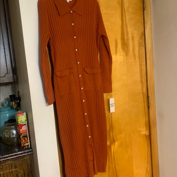 Rust Ribbed Long dress - Picture 2 of 8